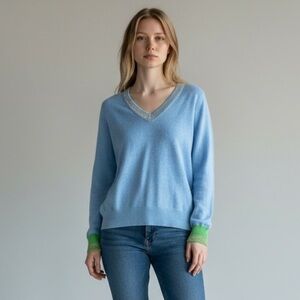 Label + Thread Womens 100% Cashmere Pullover V Neck Sweater Size S